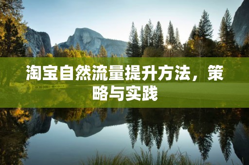 淘宝自然流量提升方法，策略与实践