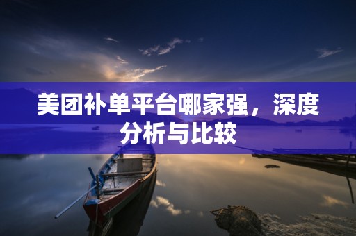 美团补单平台哪家强，深度分析与比较