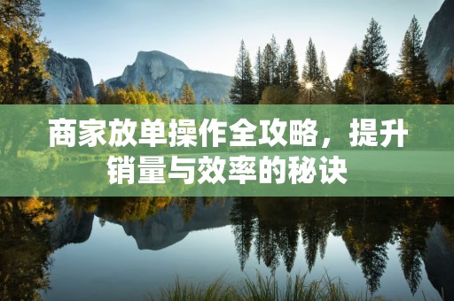 商家放单操作全攻略，提升销量与效率的秘诀
