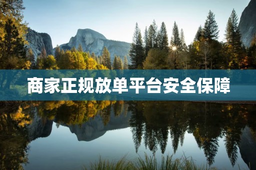 商家正规放单平台安全保障