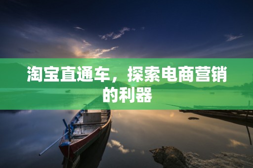 淘宝直通车，探索电商营销的利器