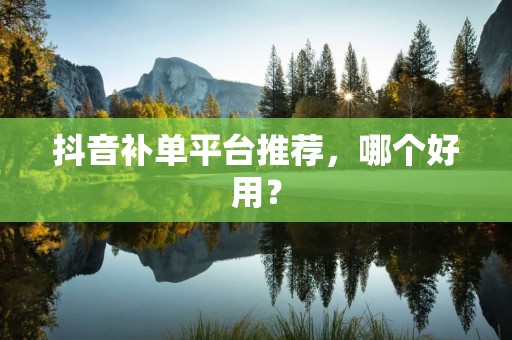 抖音补单平台推荐，哪个好用？