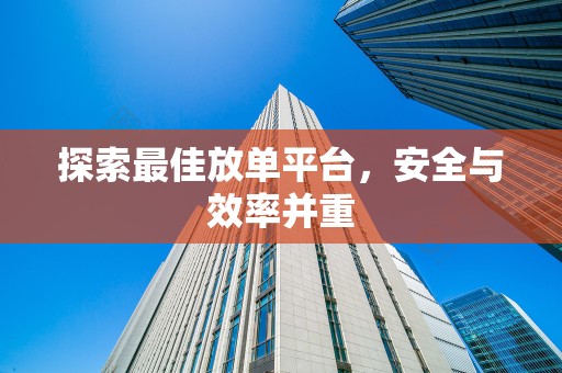 探索最佳放单平台，安全与效率并重