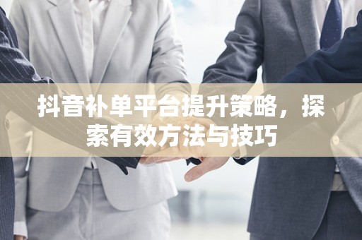 抖音补单平台提升策略，探索有效方法与技巧