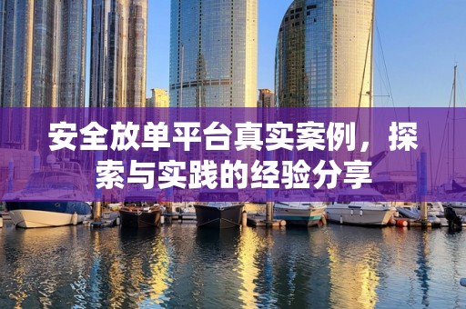 安全放单平台真实案例，探索与实践的经验分享
