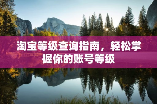 淘宝等级查询指南，轻松掌握你的账号等级
