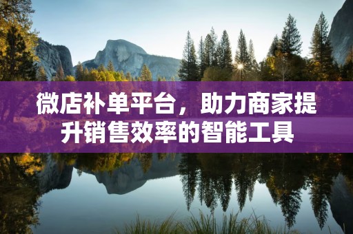 微店补单平台，助力商家提升销售效率的智能工具