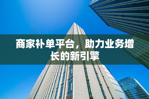商家补单平台，助力业务增长的新引擎