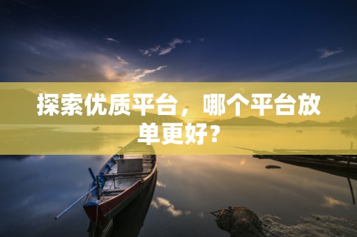 探索优质平台，哪个平台放单更好？