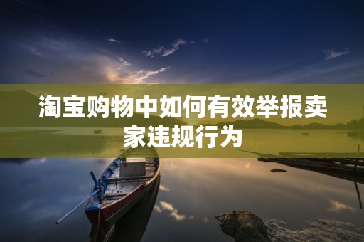淘宝购物中如何有效举报卖家违规行为