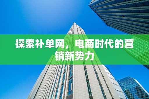 探索补单网，电商时代的营销新势力