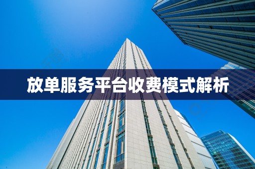 放单服务平台收费模式解析