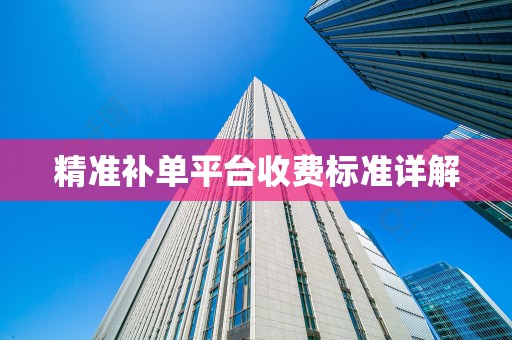 精准补单平台收费标准详解