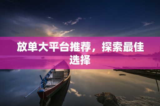 放单大平台推荐，探索最佳选择