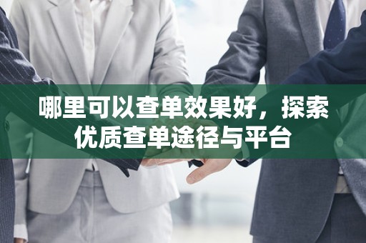 哪里可以查单效果好，探索优质查单途径与平台