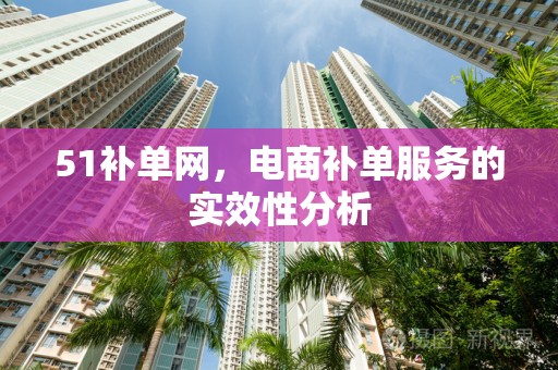 51补单网，电商补单服务的实效性分析