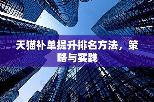天猫补单提升排名方法，策略与实践
