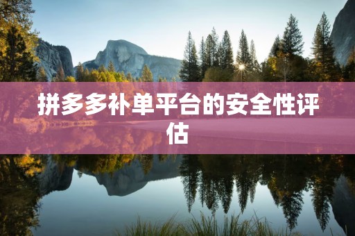 拼多多补单平台的安全性评估