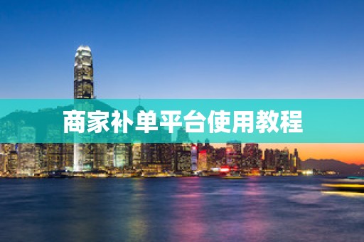 商家补单平台使用教程