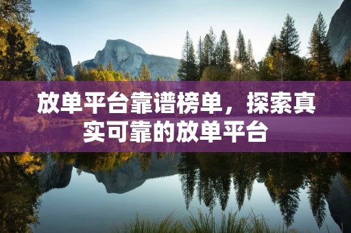 放单平台靠谱榜单，探索真实可靠的放单平台