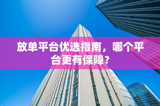 放单平台优选指南，哪个平台更有保障？