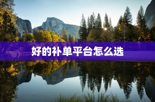 好的补单平台怎么选