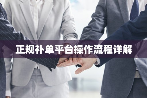 正规补单平台操作流程详解