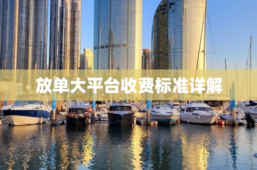 放单大平台收费标准详解
