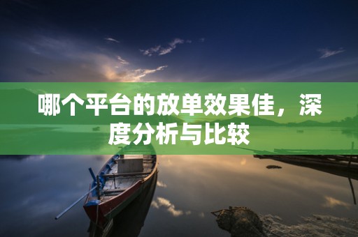 哪个平台的放单效果佳，深度分析与比较
