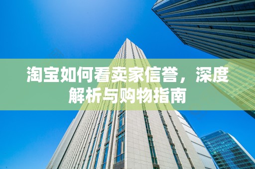 淘宝如何看卖家信誉，深度解析与购物指南