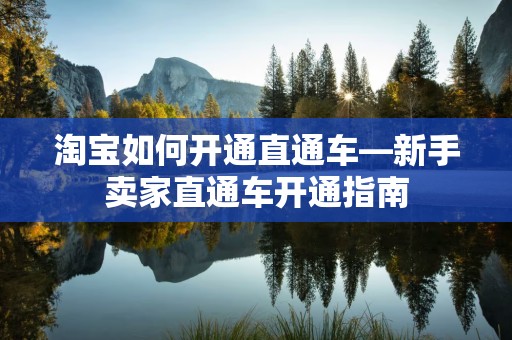 淘宝如何开通直通车—新手卖家直通车开通指南