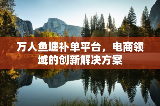万人鱼塘补单平台，电商领域的创新解决方案
