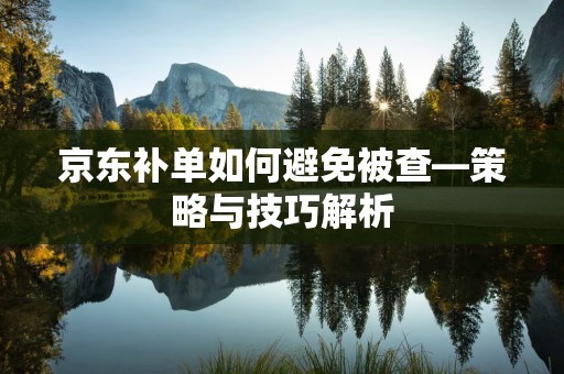 京东补单如何避免被查—策略与技巧解析