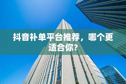 抖音补单平台推荐，哪个更适合你？