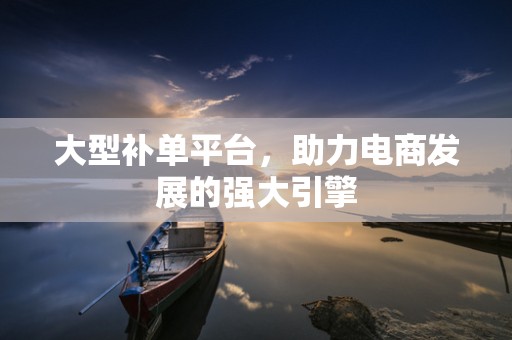 大型补单平台，助力电商发展的强大引擎