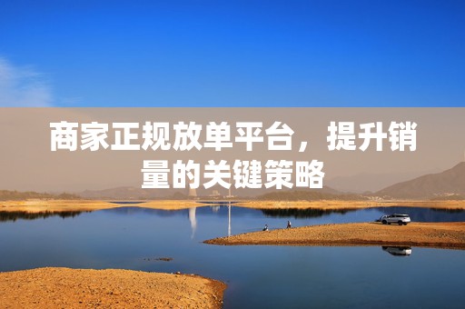 商家正规放单平台，提升销量的关键策略