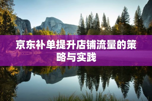 京东补单提升店铺流量的策略与实践