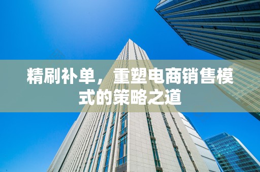 精刷补单，重塑电商销售模式的策略之道