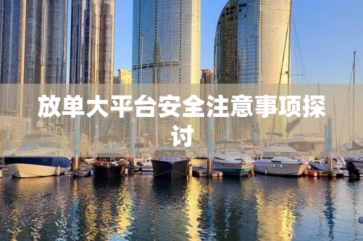 放单大平台安全注意事项探讨