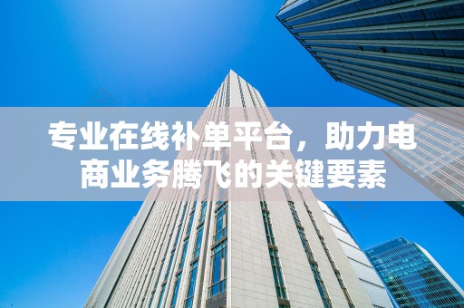 专业在线补单平台，助力电商业务腾飞的关键要素