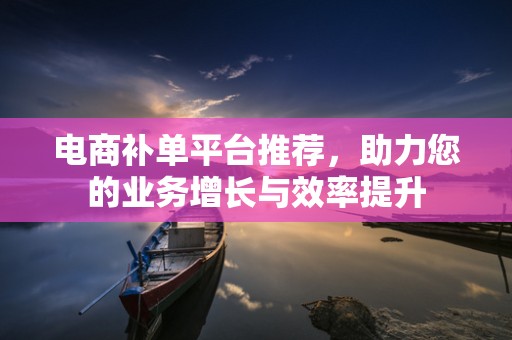 电商补单平台推荐，助力您的业务增长与效率提升