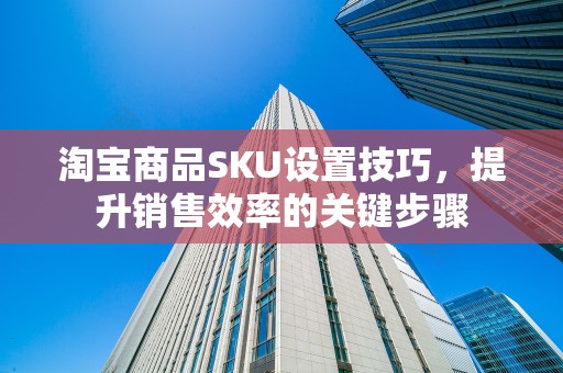 淘宝商品SKU设置技巧，提升销售效率的关键步骤