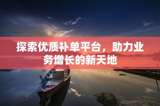 探索优质补单平台，助力业务增长的新天地