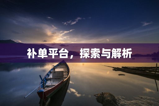 补单平台，探索与解析
