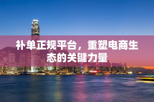补单正规平台，重塑电商生态的关键力量