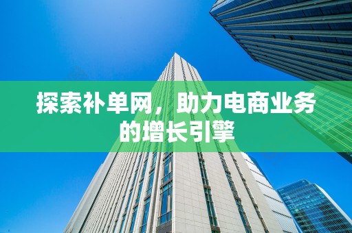 探索补单网，助力电商业务的增长引擎