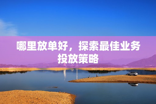 哪里放单好，探索最佳业务投放策略