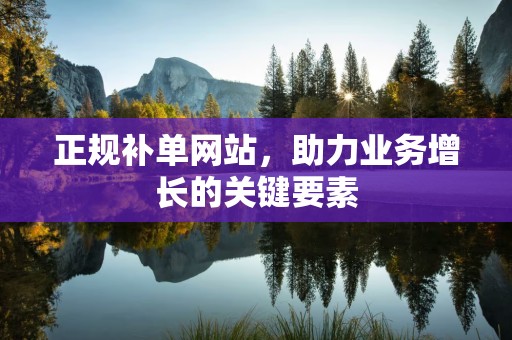正规补单网站，助力业务增长的关键要素