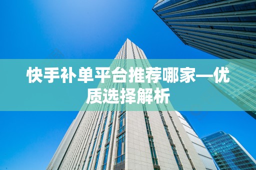 快手补单平台推荐哪家—优质选择解析