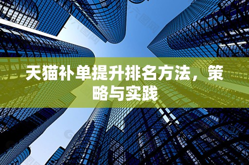 天猫补单提升排名方法，策略与实践